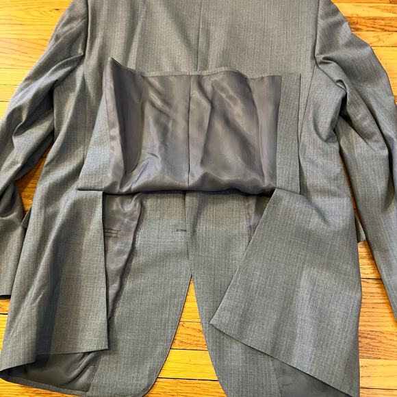 ENZO Sport Coat Mens 42 Striped Two Button Double Vented Blazer Gray - Picture 5 of 12